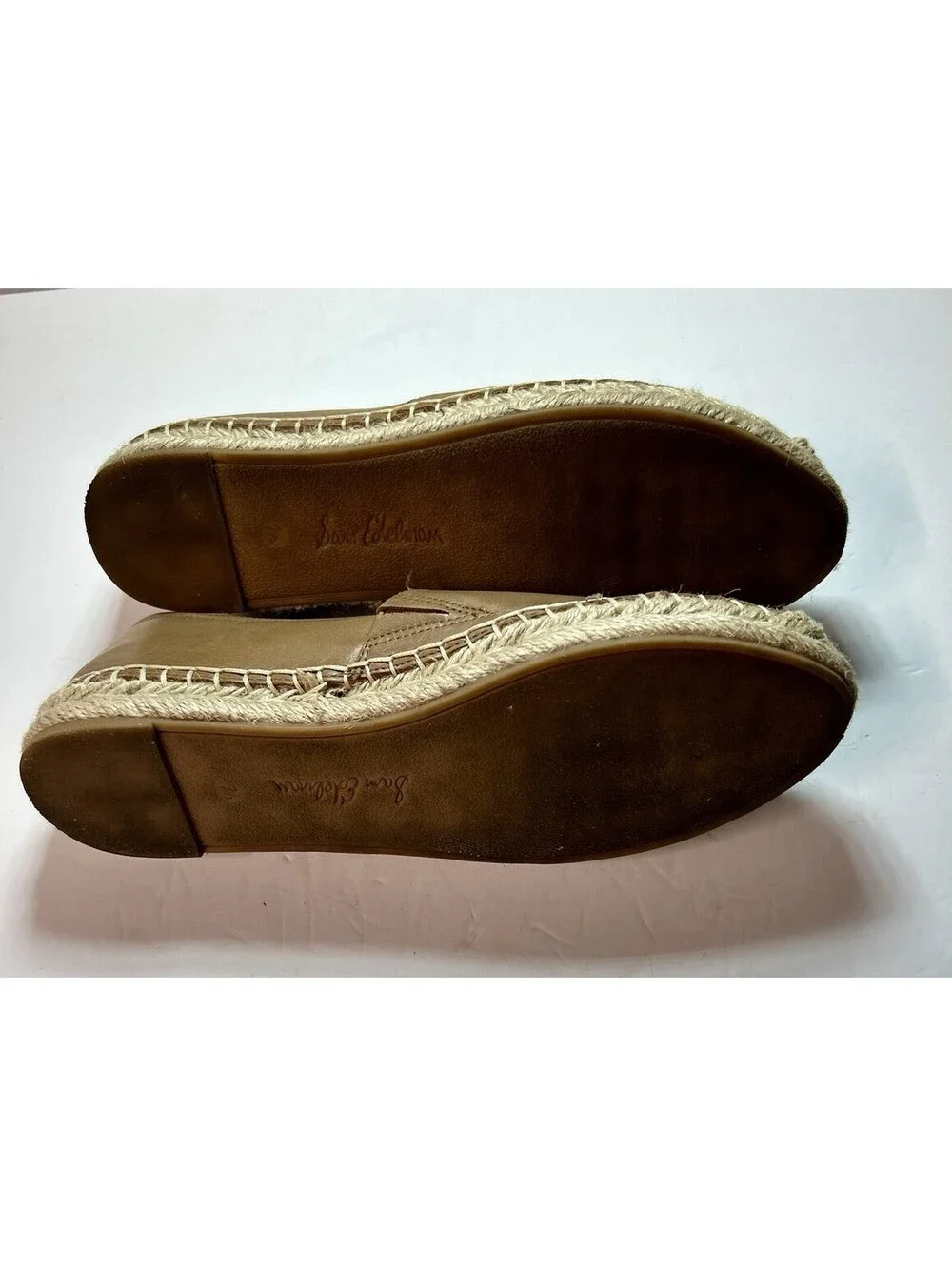 Sam Edelman Khloe Carmel Brown Soft Leather Espadrilles Slip On Size W 7.5